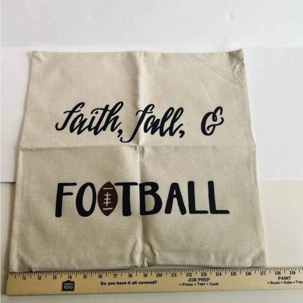 Faith, Fall, & Football‎ 17x17 pillow cover.